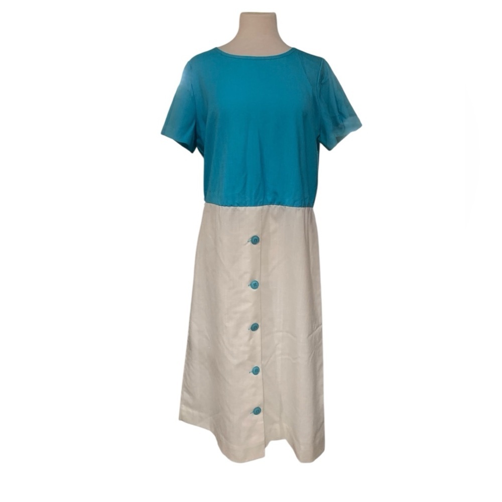 Vintage volup Toni Todd color block midi dress with flutter sleeves